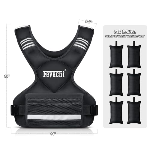 Image of Feyachi Adjustable Weighted Vest - 3-12 lbs /12-20 lbs /20-32 lbs X Type Weight Vest with Reflective Stripe Ideal for Running Workout and Training