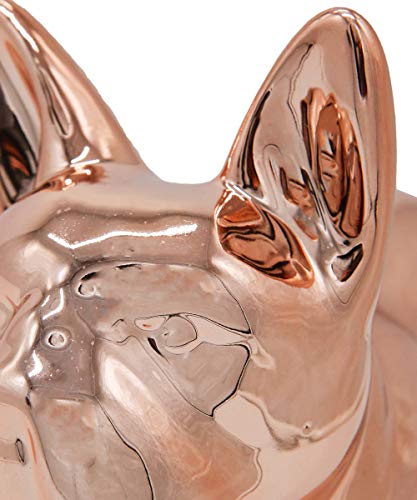 Nayothecorgi French Bulldog Statue - Metallic Rose Gold Standing Ceramic Dog Statue - Decorative Dog Sculpture For Garden Or Home Décor - French Bulldog Dog Outdoor Statue - (9.5” X 4” X 7.75”) #TOP4