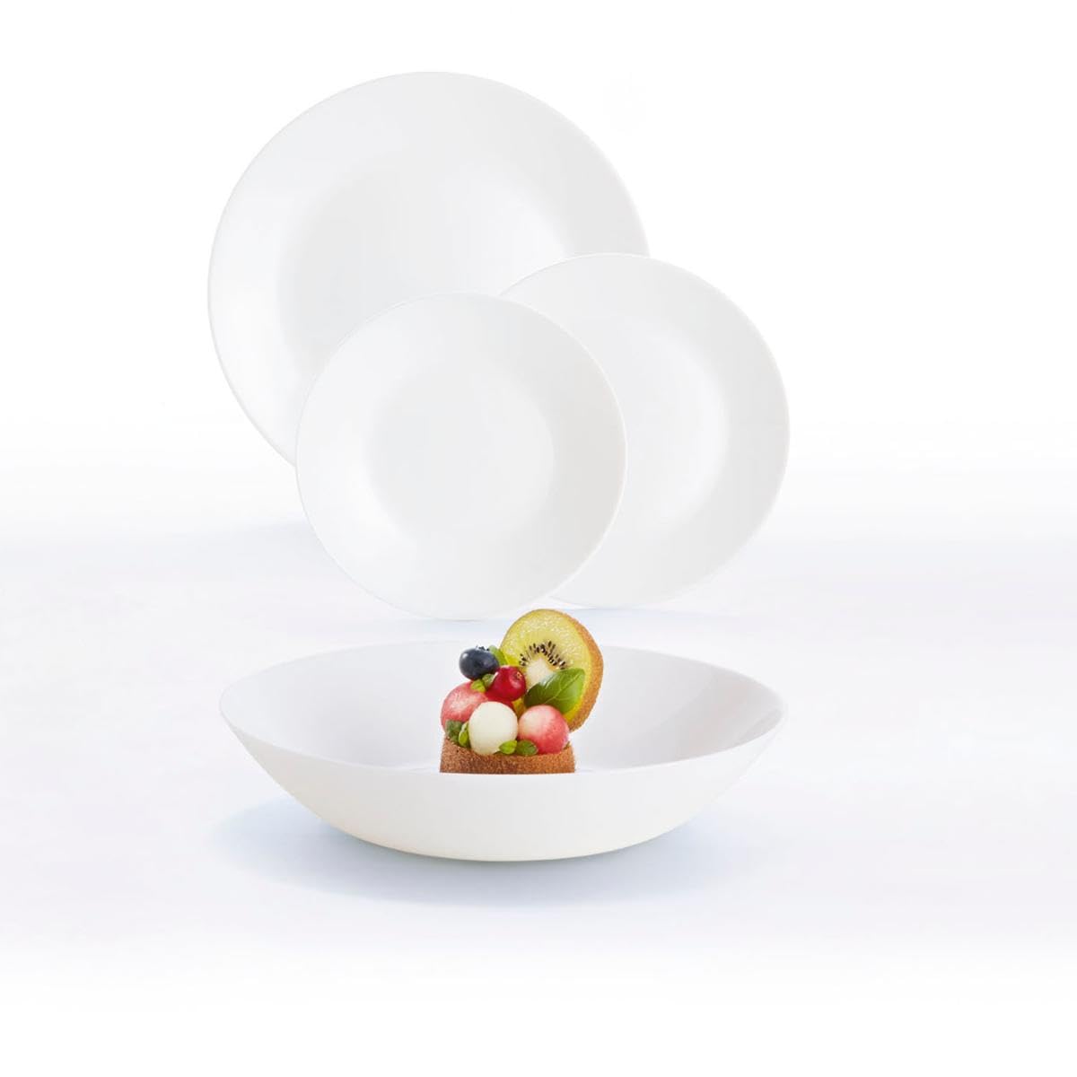 Arcopal Zelie - Servizio da tavola per 6 persone, Bianco, 18 pezzi + Set di 6 bicchieri in vetro