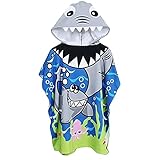 MMTX Tiburón Toalla con Capucha para Niños, Toalla de Playa Toalla de Baño para Piscina Toalla de Poncho Albornoz de Baño Súper Suave para Niñas Niños de 6 a 14 años