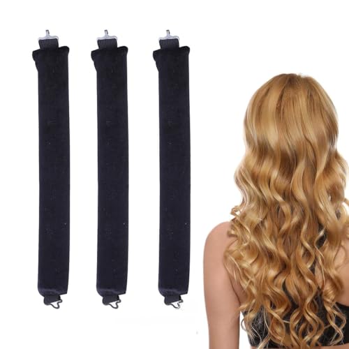 3 Pezzi Bigodino Lungo per Boccoli,Bigodino Morbidi per Dormire,Bigodini Overnight Blowout,ricci senza calore, per Tutti i Tipi di Capelli,Spugna Bigodini Set Per Dormire Durante la Notte,Nero