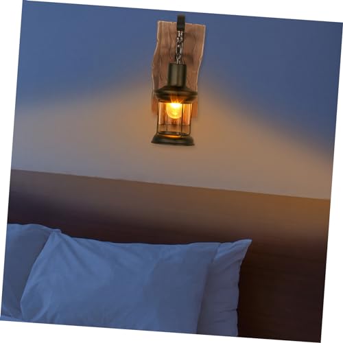 Lámpara de pared retro industrial de madera y hierro para iluminación decorativa de interior 2