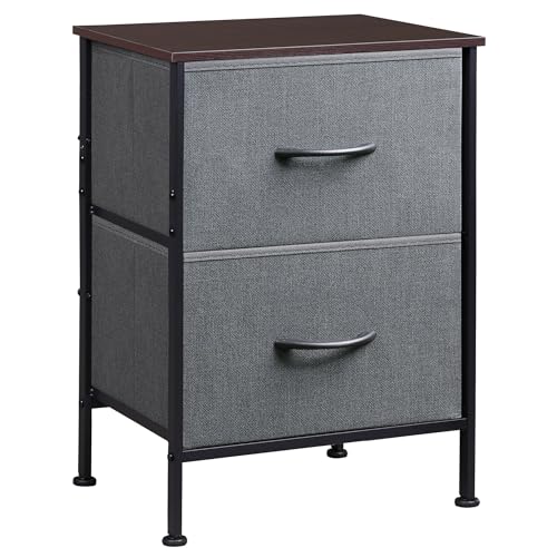 Photo 1 of (READ FULL POST) WLIVE Nightstand, 2 Drawer Dresser for Bedroom, Small Dresser with 2 Drawers, Bedside Furniture, Night Stand, End Table with Fabric Bins for Bedroom, Closet, Entryway, College Dorm, Dark Grey