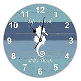 Photo Gallery life good at the beach - orologio da cavalluccio marino, in legno senza cornice, silenzioso, 30,5 cm, per casa, soggiorno, camera da letto, ufficio, scuola Photo Gallery life good at the beach - orologio da cavalluccio marino, in legno senza cornice, silenzioso, 30,5 cm, per casa, soggiorno, camera da letto, ufficio, scuola