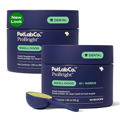 PetLab Co. ProBright Dental Powder - Dog Breath Freshener - Teeth Cleaning Made Easy Targets Tartar & Bad Breath - Formulated for Small Dogs - Pack of 2