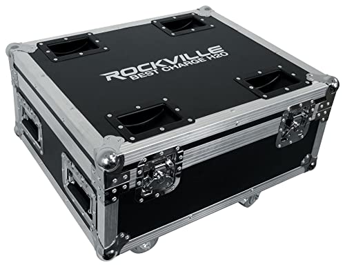 Rockville Best Charge H2O Charging Case For (6) Best Par H2O Lights, Stackable, Built-In Wheels...