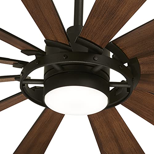 Minka-Aire F870L-Tcl/Dk Windmolen 65 Inch Smart Outdoor Ceiling Fan, Dc Motor, Dimmable Led Light In Textured Coal Finish Brown Blades Compatible Alexa, Nest thumb #2