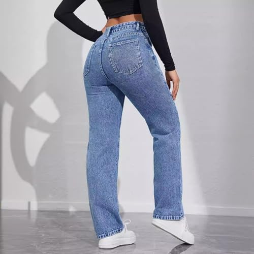 Jeans Pants Trousers Denim High Waist Straight Tube Commuter Casual Jeans for Women4
