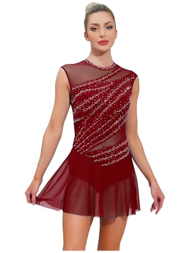 Justaucorps gymnastique et robe danse lyrique bordeaux pour femme du S au XXL