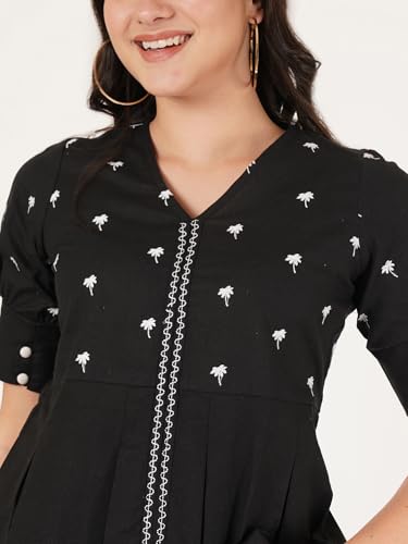 Image of Brownverse Pure Cotton Women's Embroidered Top