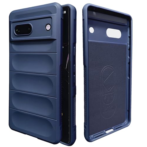 Image of A rtistque Liquid Silicone Stripes Back Cover Case for Google Pixel 6A | with Camera Protection | with Inner Fabric | Anti Slip Grip | AirBag Case - Blue