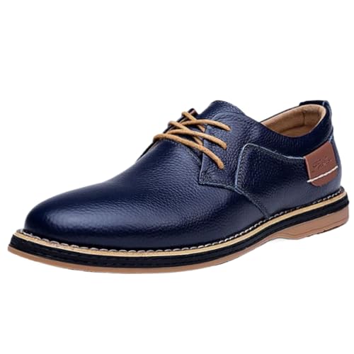 Dress Shoes for Men Men's Casual Leather Oxford Shoes Trendy Low Top Lace-Up Business Dress Loafers