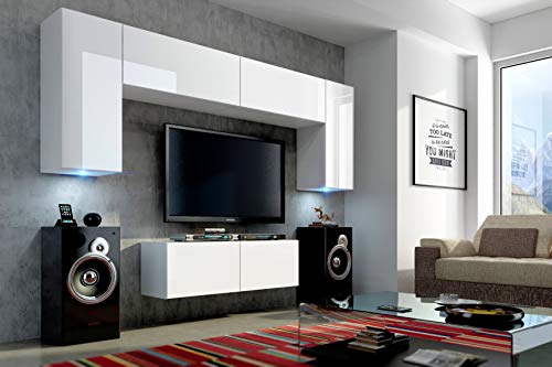 HomeDirectLTD Moderno Conjunto de Muebles modulares Blanco Brillante Future 2 (bia?y Mat/bia?y po?ysk 1A, Blanco LED)