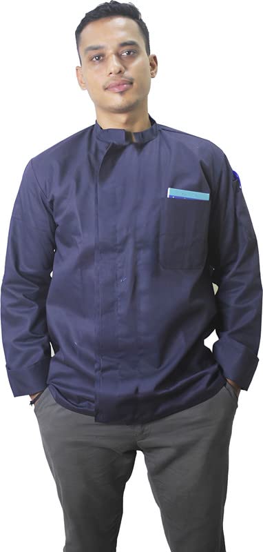 adhyah TrendyUniform chef Coat For Men With Collar And opening or closing Zip (Navy Large)-picture-26