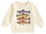Chipeler Toddler Fish Shirts Kids Abstract Colourful Trout Sweatshirts Boys Girls Cotton Tops 7 Years