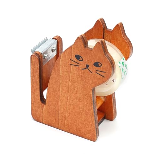 AMONENZ Dévidoir Ruban, Bois Devidoir Ruban Bureau, Rétro Devidoir-Ruban Demenagement, avec 1 Rouleau de Ruban Adhésif, Cadeau Créatif pour Enfants, Idéal...