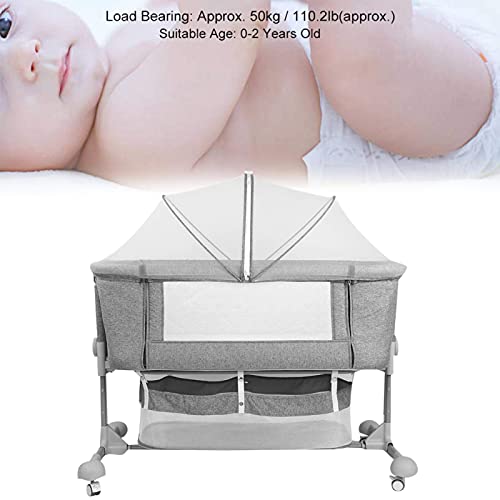 Hoog koolstofstaal + positieve ionendoek 0-2 jaar oud babybedje met anti-klamboe, grijs Verstelbare hoogte… - Image 7