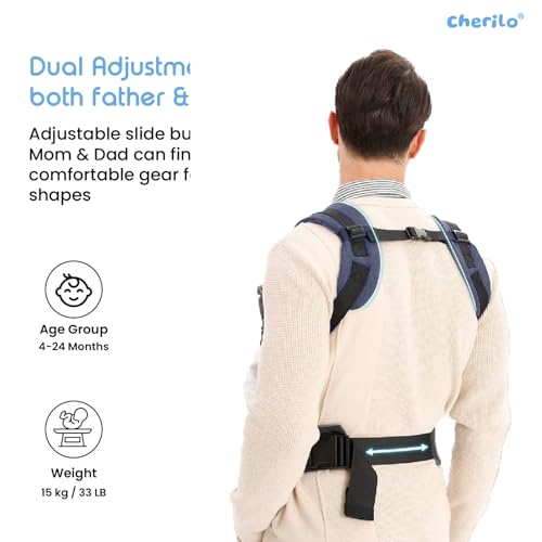 Image of Cherilo Baby Carrier | Adjustable 4 Carry Positions Carrier for 0 to 3 Year | Comfortable Baby Carrying Bag for New Born & Toddler up to 15 Kgs | Blue