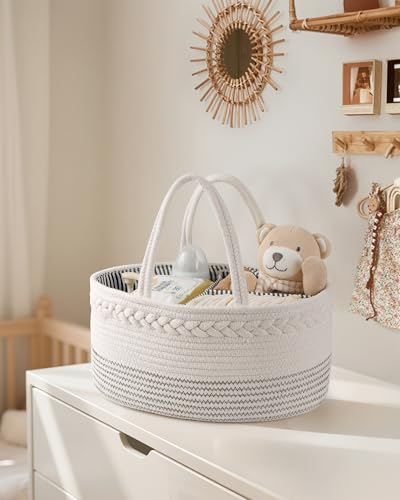 Organiseur de table à langer Maliton - Panier de rangement blanc pour couches de bébé - 7
