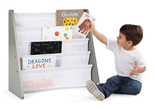 Humble Crew, Grey/White Kids Book Rack Storage Bookshelf, 4 Tiers #TOP5