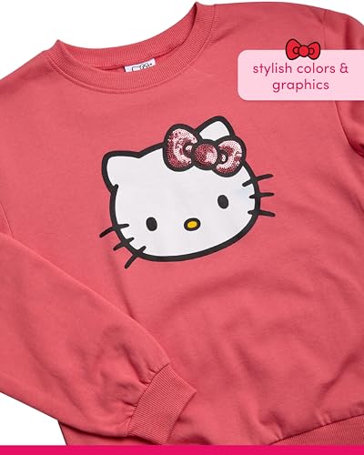 Image of Hello Kitty Girls Legging Set - 3 Piece Short Sleeve Girls Shirt Sweat Shirt Kids & Leggings Matching Set, Size 4, Pink /Grey