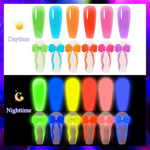 6Pcs Gel para Uñas 3D Polygel Brillante en Oscuridad miniatura 2