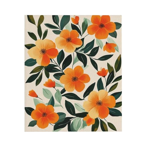 Zenorix 50x60 inch Bright Orange Flower Floral Throw Blankets, Stunning