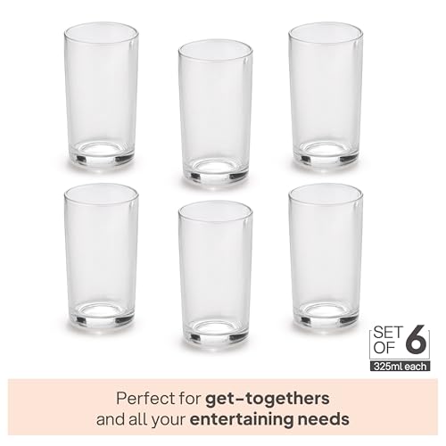 Image of CELLO Liberty Hi-Ball Glass Set of 6 Pcs 280ml, Transparent | Freezer & Fridge Safe, Leadfree Dishwasher Safe Toughened Crystal Clear Glasses Set for Drinking Water Juice Milk Cocktail Mocktail Soda