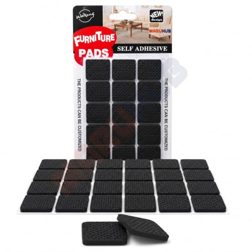 Image of MaruHub Self Adhesive Furniture Pads 30 Pcs, 2.8 x 3 cm EVA Furniture Leg Protectors, Anti-Slip Floor Protection for Chair, Table, Sofa, Cabinet & Stool, Scratch and Noise Reduction