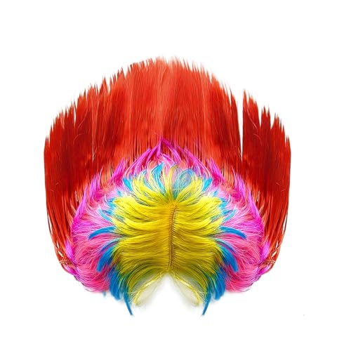 Generic 80s Street Punk Wig Heavy Metal Disco Wig 1980s Dress Up Rocker Fancy Dress Accessories Halloween Fancy Costume Rainbow (Red)