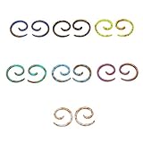 PiercingJ 14pcs Set Mixed 7 Colors UV Acrylic Spiral Snail Tapers Plug Sizes 14G-3/4' Taper Ear Stretching Kit Ear Gauges Plugs Kit