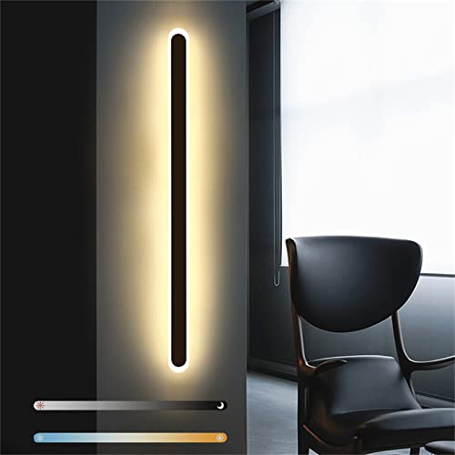 Aplique de Pared Largo para Interiores, Moderno Aplique LED Minimalista con Sensor de Movimiento, lámpara Interior de acrílico Negro, Accesorios Interiores para Sala de Estar, baño, Puerta de Entrada