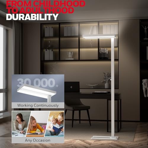 Image of Honeywell LED Floor Lamp Modern - 02E Pro Sunturalux Eye Caring Standing Light, 10400LM Dimmable Reading Tall Lampara for Home Office Living Room Bedroom,100W,4000K Natural Daylight