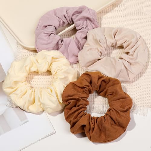 Image of 6 Pack Hair Scrunchies for Women - Hair Ties No Damage Both for Thick Hair or Thin Hair Curl Hair No Crease Scrunchies Ponytail Holder No Hurt Your Hair