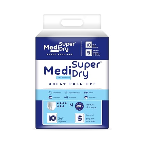 Adult Diaper Pants | Small (S) |Waist 51-81 cm (20-32 inches) |High Absorbency -10 Hrs |Rash-Free |Leakproof |Breathable |Odourless |Elastic Waist |For Men & Women | 10 Units, Pack of 1