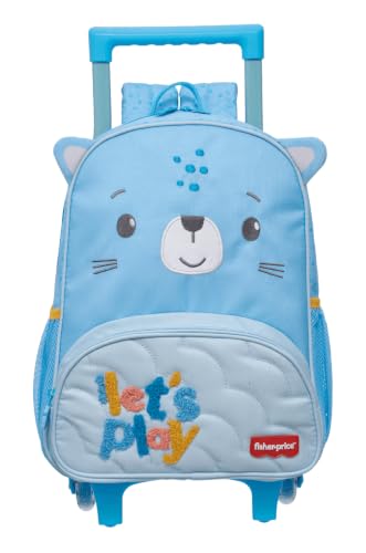 Mochila De Rodinhas Costas Escolar Infantil Fisher Price Play Time Azul