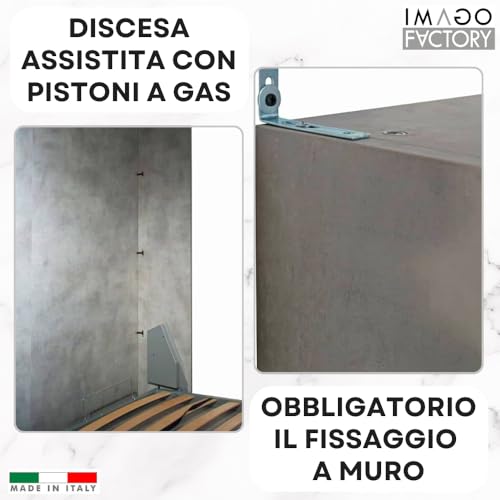 IMAGO FACTORY Kento – Klappbett, Funktionsbett, Schrank mit Doppelklappbett, Wandbett, Platzsparend Bett, Matratze Nicht Enthalten, das Bett Kommt Zerlegt an, Betonfarbe – Bild 8