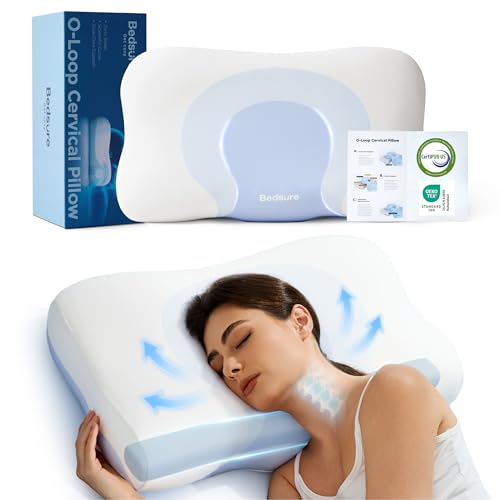 Image of Bedsure Cervical Neck Pillow - Ergonomic Memory Foam Pillows for Side & Back Sleepers, Orthopedic Shape Gently Supports Head & Neck, Shoulder Pain Relief for Deeper Sleep Cloud Pillow