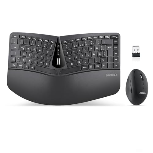 Perixx Periduo-606, Ergonomische kabellose kompakte Tastatur und Vertikale Maus Desktop Set...
