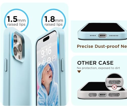 Image of Back Cover for iPhone 13 Pro Case,[Military Shockproof Protection] Liquid Silicone Case with [Soft Anti-Scratch Microfiber Lining for iPhone 13 Pro (Mint Green)