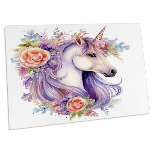3dRose Desk Pad con Ilustración Floral y Unicornio miniatura 1