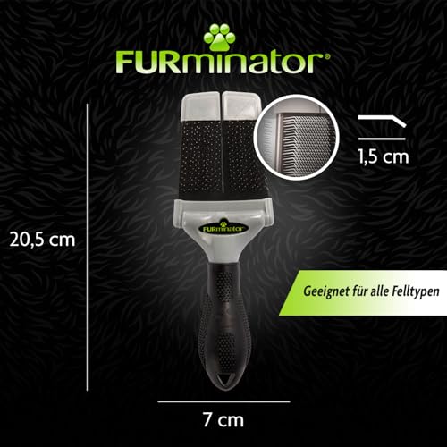 FURminator Zupfbürste Größe S - kleine Bürste mit sanften Edelstahlborsten für Katzen, kleine Hunde, Welpen und Kätzchen