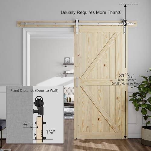 Image of SMARTSTANDARD 42in x 80in Sliding Barn Door with Brushed Nickel Hardware