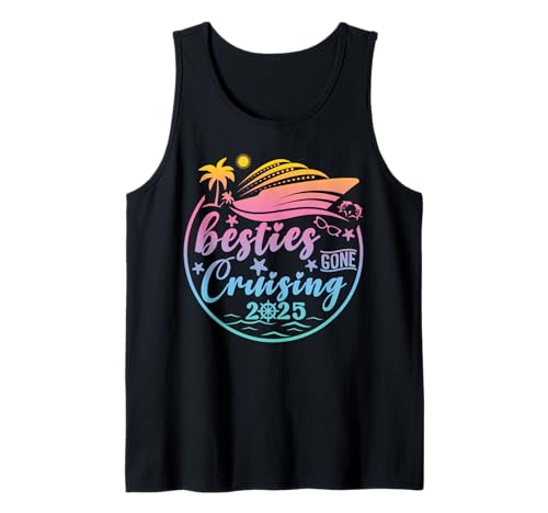 Besties Gone Cruising 2025 Girls Matching Women Cruise Camiseta sin Mangas