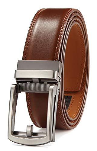Image of Lingli Men's Belt,Ratchet Dress Belt with Automatic Buckle Brown /Black-Trim to Fit-35mm wide