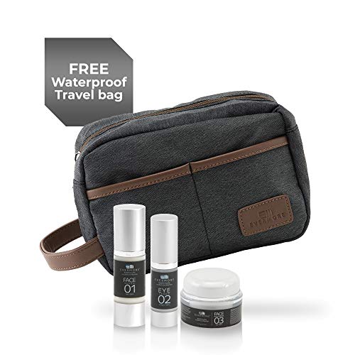 3-in-1 Skin Care Kit with Face Serum, Eye Serum, Face Moisturizer, and Waterproof Travel Bag, Natural Skin Care Products for All Skin Types, Menâ€™s Facial Care Kit, Skincare Gift Set for Men - Evermore