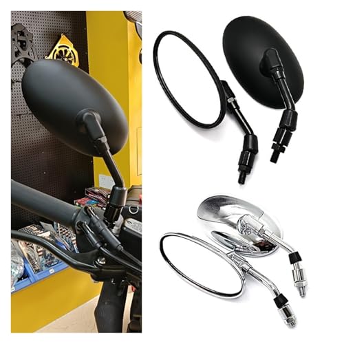 Espejo retrovisor lateral universal de moto cromado antivibración para manillar estándar 2