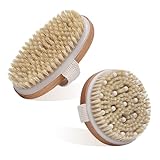 2 Stück Massagebürste Set Trockenbürste Lymphdrainage Rückenbürste Körperbürste Saunabürste...