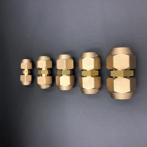 Snger 1/4"3/8" 1/2"3/4" Conector de Montaje de tubería abocinado Reductor Euqal con Adaptador de Tuerca para Aire Acondicionado Tubo de Cobre Cover