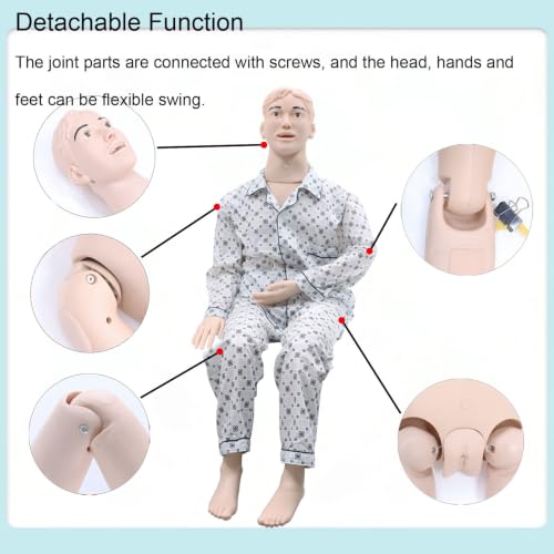 Image of INTBUYING Patient Care Nursing Manikin Female, 5.34Ft Life-Size Trauma Education Teaching Model Multi-Function Demonstration Manikin Model with 2 Muscle Module and Urinary Catheter for Teaching